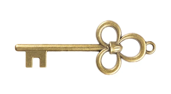 隔離されたヴィンテージ古い黄金と青銅の鍵 — ストック写真