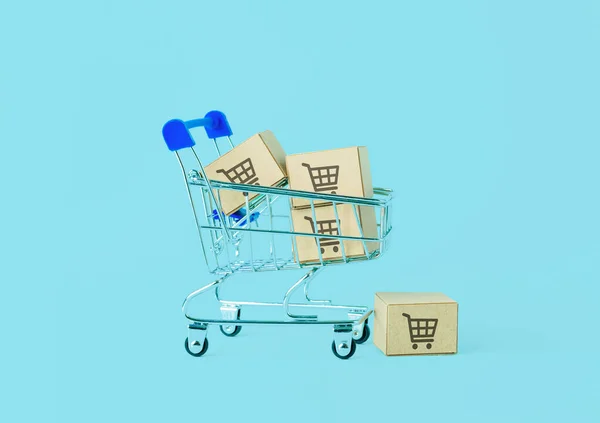 Online Shopping Concept Met Winkelwagen Symbool — Stockfoto
