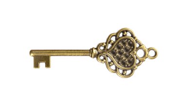 izole edilmiş eski altın ve bronz anahtar, başarılı konsept