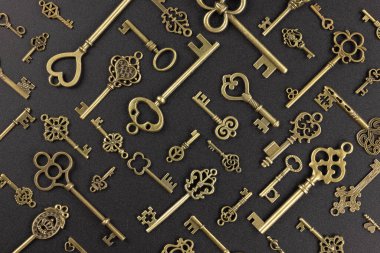 izole edilmiş eski altın ve bronz anahtar, başarılı konsept