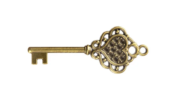 孤立的老式金铜钥匙 成功的概念 — 图库照片