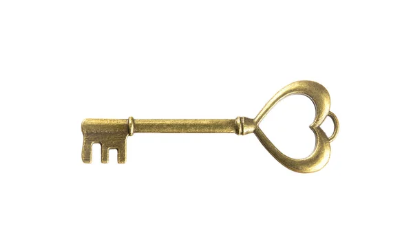 Изолированный Старинный Золотой Бронзовый Ключ Успешная Концепция — стоковое фото