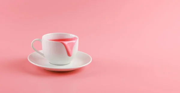 Чашка Розового Клубничного Молока Напитков Напитков Стоковая Картинка