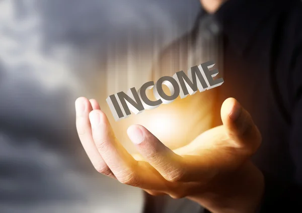 Businessman showing text income concept — Stock Photo, Image