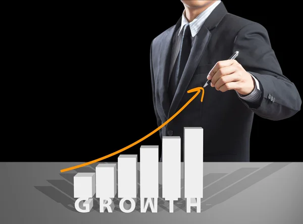 Homem de negócios desenho gráfico de crescimento — Fotografia de Stock