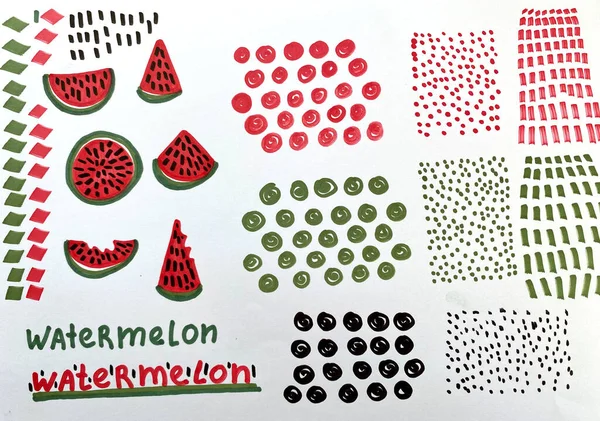 Vattenmelon design set — Stockfoto