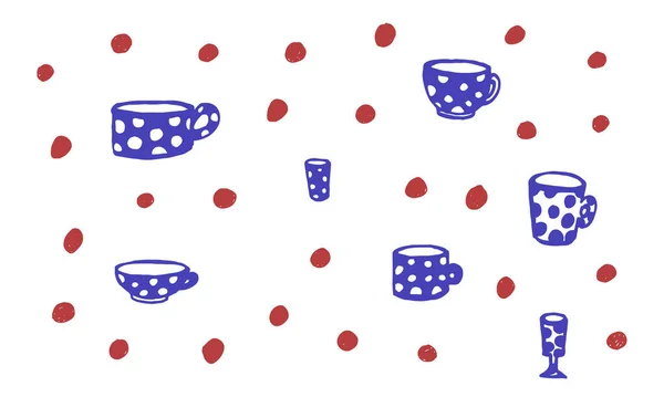 Illustration des gobelets Doodle — Image vectorielle