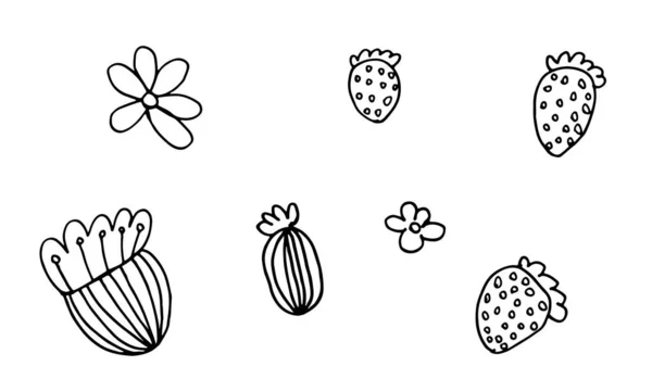 Illustrazione della testa di fiore scarabocchiata disegnata a mano — Vettoriale Stock
