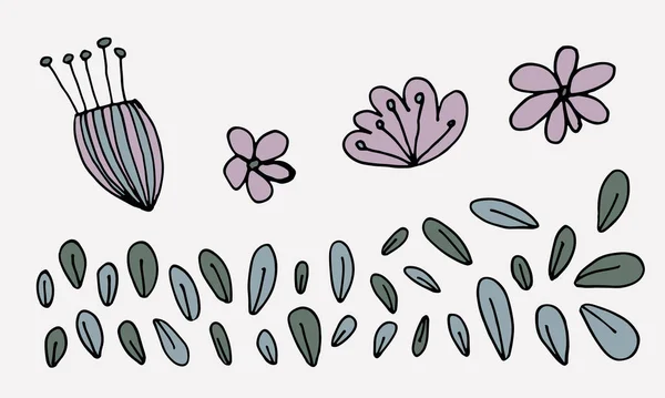 Handgezeichnetes Doodle Blume Kopf Illustration — Stockvektor