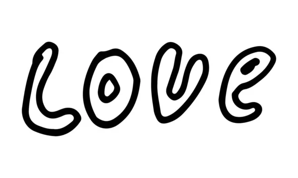 Doodle ilustración de la palabra de amor — Vector de stock