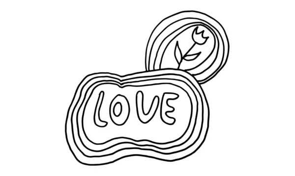 Doodle ilustración de la palabra de amor — Vector de stock