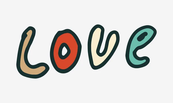 Doodle illustrazione della parola d'amore — Vettoriale Stock