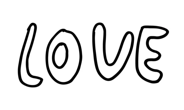 Doodle ilustración de la palabra de amor — Vector de stock