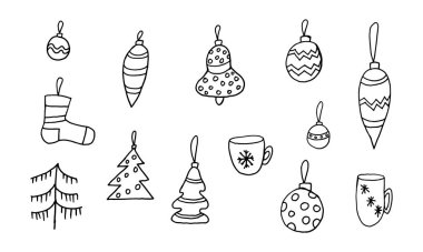El çizimi Noel süsleri