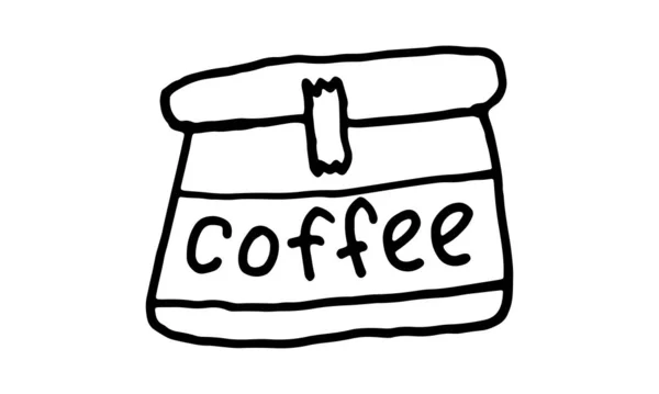 Illustrazione sacchetto di caffè Doodle — Vettoriale Stock