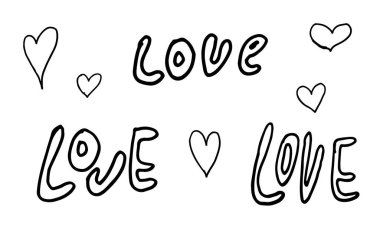 Aşk kelimesinin karalama çizimi