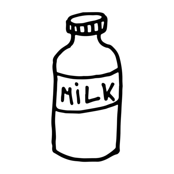 Doodle ilustración botella de leche — Archivo Imágenes Vectoriales