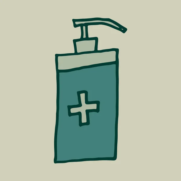 Doodle ilustração de garrafas de desinfetante — Vetor de Stock