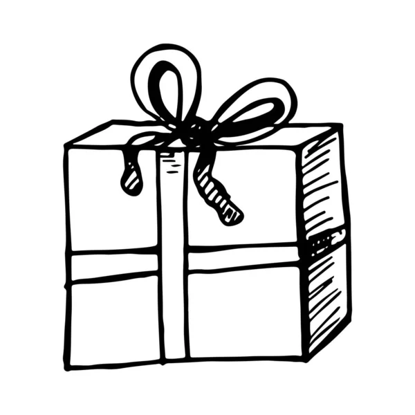 Hand drawn gift box — Stock Vector