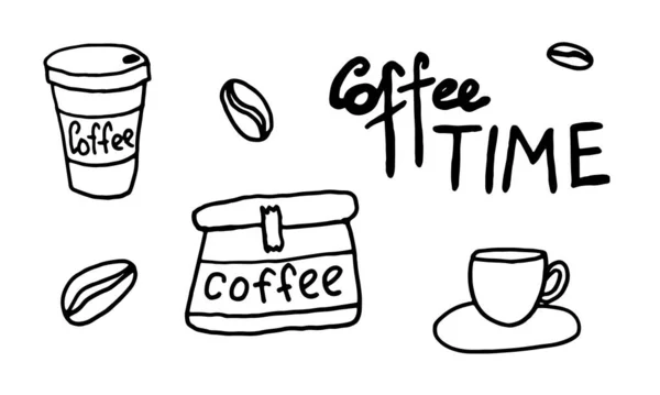 Ilustración de café Doodle — Vector de stock