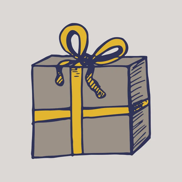 Boîte cadeau dessinée à la main — Image vectorielle