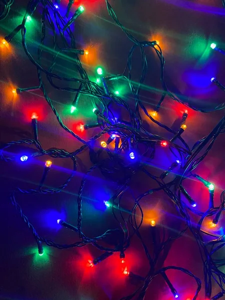Fesitve tło Boże Narodzenie z girlandy światła — Zdjęcie stockowe