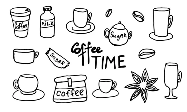 Ilustración de café Doodle — Vector de stock