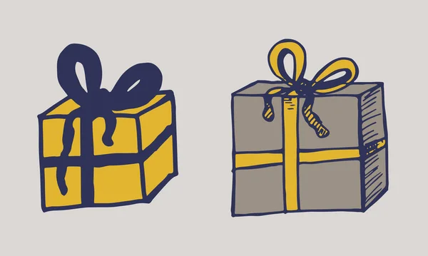 Caja de regalo dibujada a mano — Vector de stock