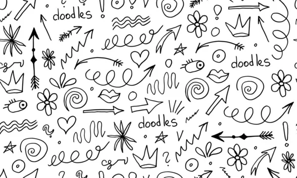 Handgetekende doodle naadloos patroon — Stockvector