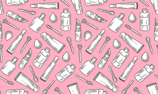 Güzellik aksesuarları ve cilt bakım ürünlerinin vektör çizimi