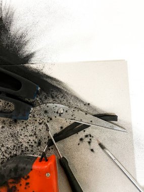 Hasarlı toner kartuşunun kuru boyası.