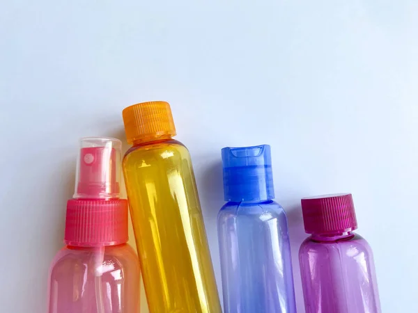 Colorful plastic travel bottles