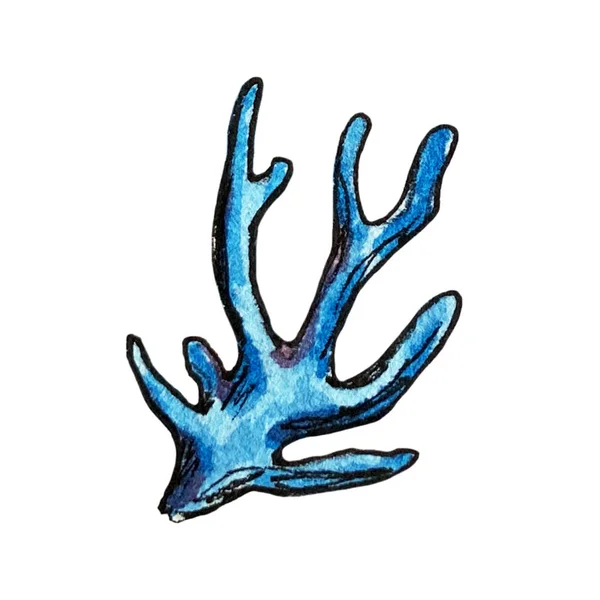 Χειροποίητη ακουαρέλα απεικόνιση ενός κοραλλιού — Φωτογραφία Αρχείου