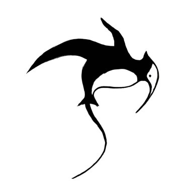 Elle çizilmiş bir kuş şekli