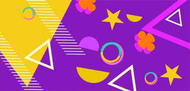 Soyut arkaplan. Renkli tebrik kartı tasarımı. Geometrik şekil pankartı ve ağ şablonu 