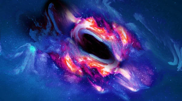 Yıldızlı renkli Samanyolu arka planına sahip gece manzarası. Yazın yıldızlı gökyüzü. Güzel Evren. Boşluk