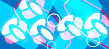 Renkli soyut geometrik üçgen arka plan tasarımını şekillendirir. Sancak şablonu