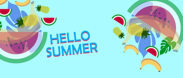 Hello Summer Lettering Watermelon — Stock Vector