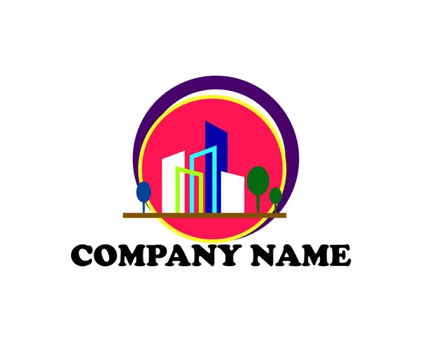 Ikony Logo Nieruchomości Budynków Mieszkalnych — Wektor stockowy