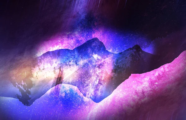 Абстрактний Темно Синій Фон Промені Світлового Ефекту Нічне Зоряне Небо — стокове фото