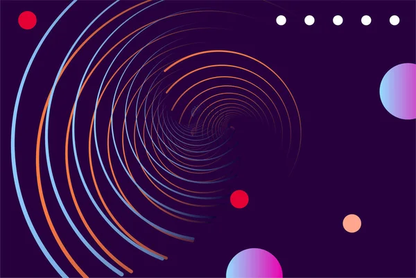 Dijital tasarım, markalaşma, posterler ve çağdaş görseller için ideal modern ve göz alıcı bir arkaplan oluşturan, düz geometrik hareketli dinamik dairesel soyut dönüş deseni.