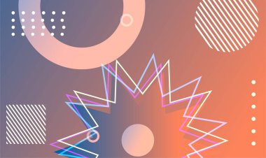 Geometrik soyut renkli arkaplan. Değişik şekillere sahip modern desen. Yaratıcı tasarım için minimalist grafik.