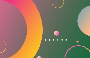 Yaratıcı tasarım için yumuşak yeşil arkaplan üzerinde canlı soyut çemberler ve gradyanlar