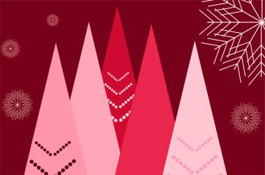 Çam ağaçları ve hassas kar tanelerinin yer aldığı şenlikli kış tatili arka planı. Noel tasarımları, mevsimlik afişler, kartlar, posterler, duvar kağıtları ve şenlikli markalaşma projeleri için ideal.