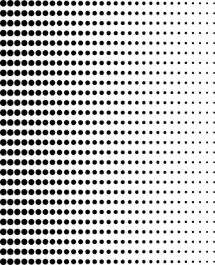Yarım tonlu nokta gradyan arkaplan. Radyal yarım ton vektör deseni. Retro tasarım için vektör siyah ve beyaz radyal noktalar vektör gradyan arka plan, klasik duvar kağıdı grafik efekti. Tek renkli pop sanatının noktaları poster, afiş ve duvar resmi için üstüste konur