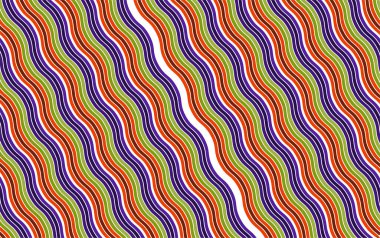 Renkli dalgalı çizgileri olan kusursuz bir desen. Vektör çizimi. Duvar kağıdı, tekstil, ambalaj kağıdı, kumaş baskısı, ambalaj, poster, afiş ve yaratıcı grafik projeleri için uygun. Kusursuz tekrarı olan vektör illüstrasyonu.