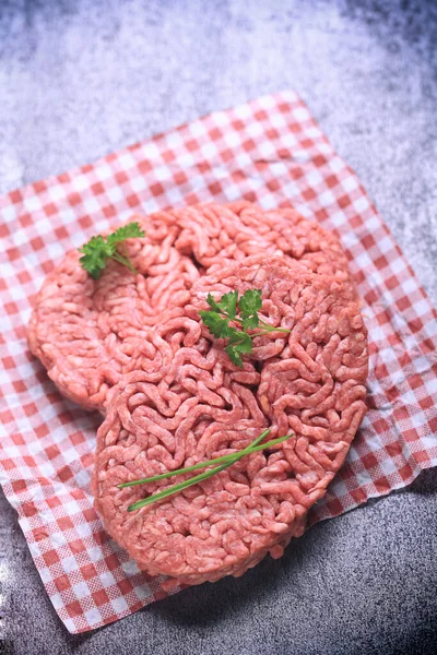 Red Burger Meat Closeup Black Background — Foto Stock