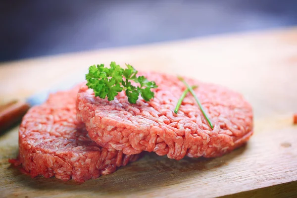 Red Burger Meat Closeup Black Background Stock Photo