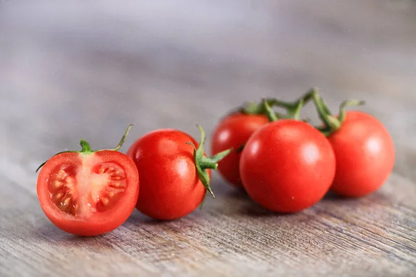 Tomates Cherry Fondo Mesa Madera — Foto de Stock