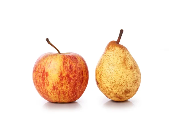 Apple,pear on white background — Stock Photo, Image